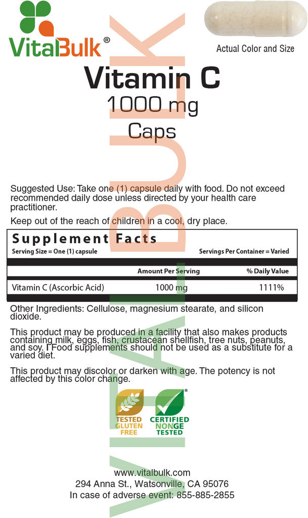 Vitamin C 1,000 mg Capsule - 250 Count Bag