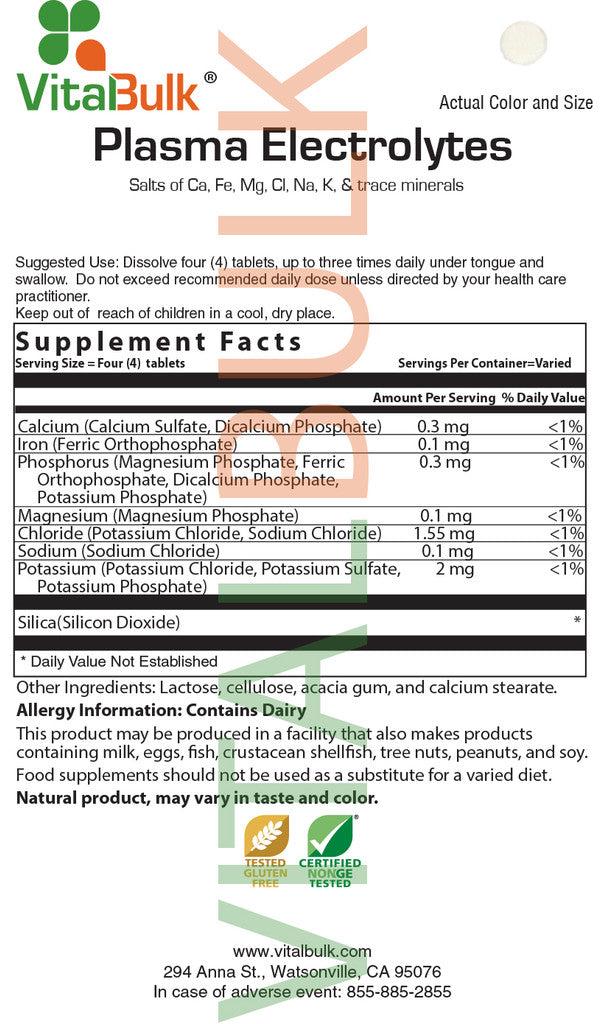 Plasma Electrolytes Tablet - (2 Ounce Bag)