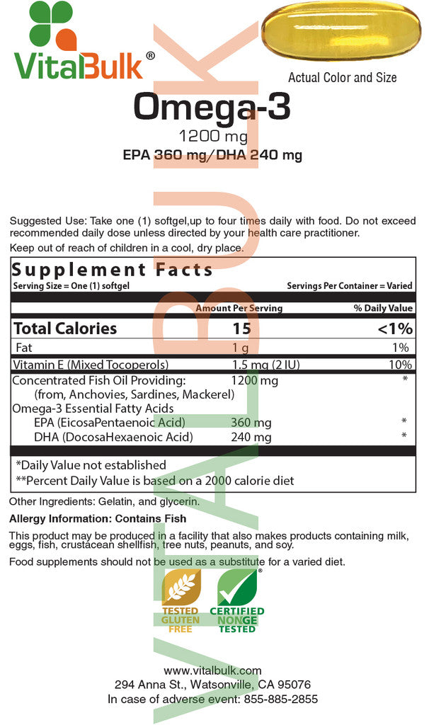 Omega-3 1,200 mg Softgel - Double Industry Standard Potency