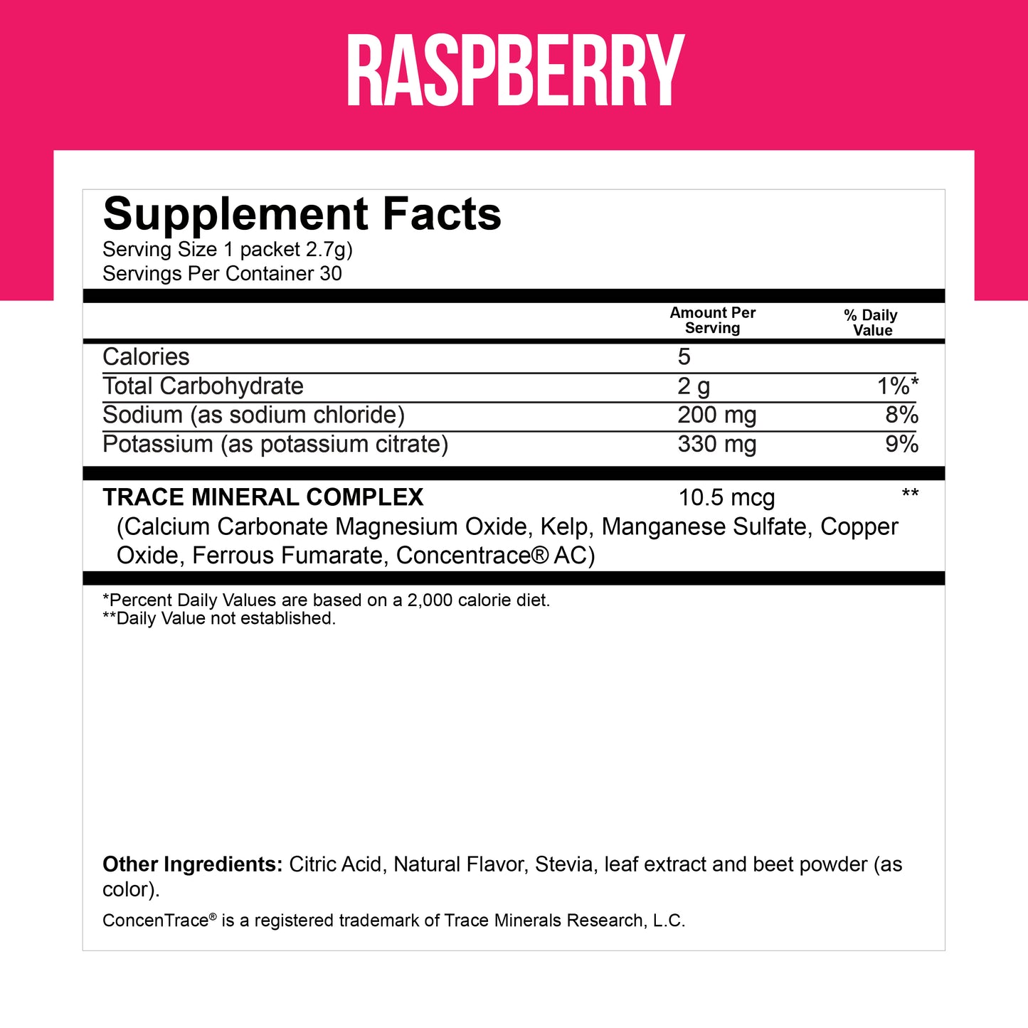 Electrolyte Mix -- Raspberry 30 Packets