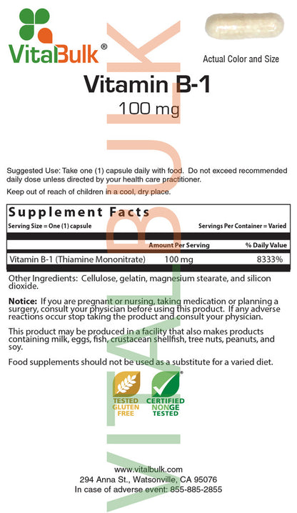 B-1 100 mg Capsule - 50 Count Bag