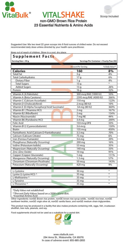 VitalShake Protein Powder - 1.1 lb. Bag