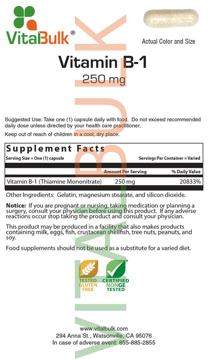 B-1 250 mg Capsule  (100 capsules)