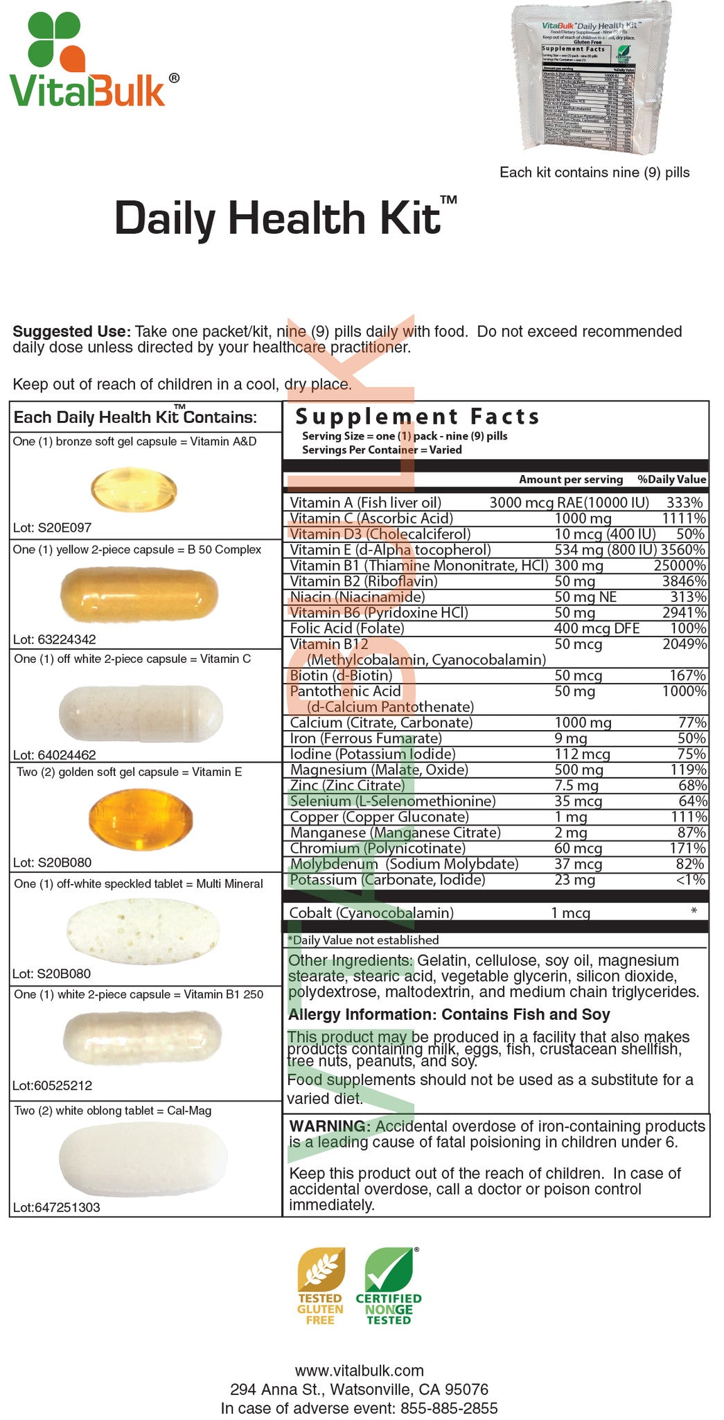 Daily Health Kit Packet 30kits