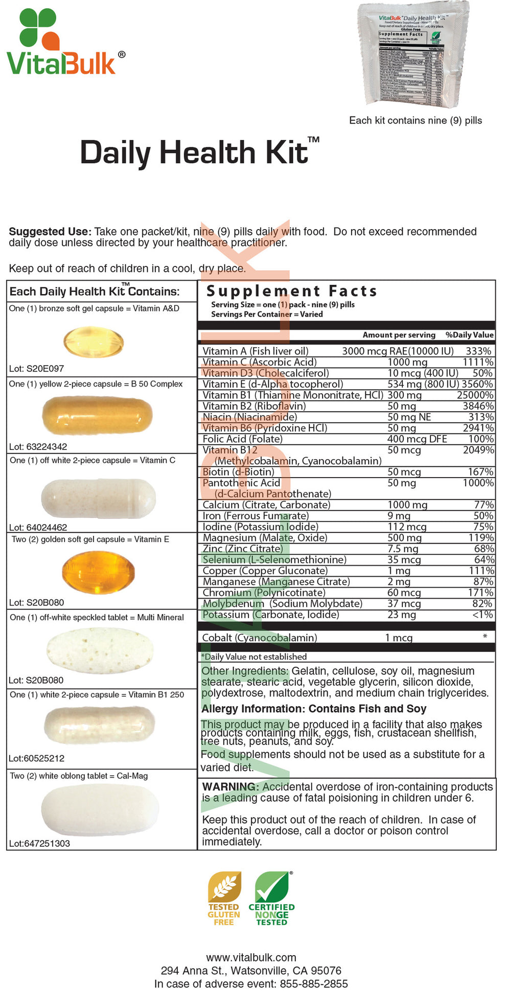 Daily Health Kit Packet 30kits – compravitaminas