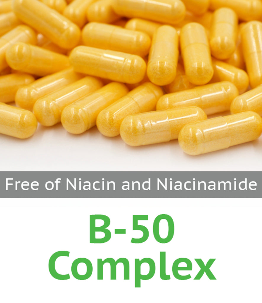 B-50 Complex Capsule Free of Niacin and Niacinamide 100 count bag