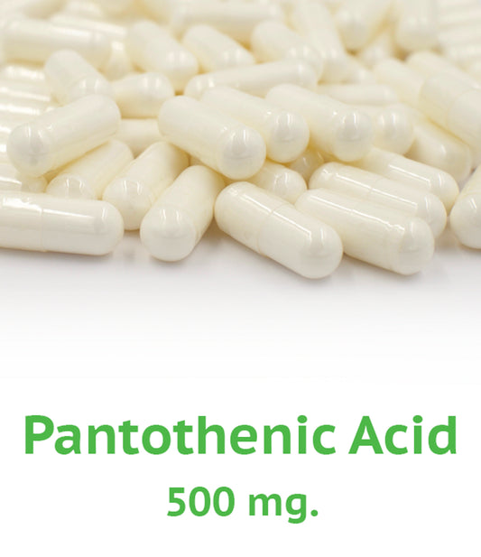 Pantothenic Acid (B-5) 500 mg Capsule - 100 Count Bag